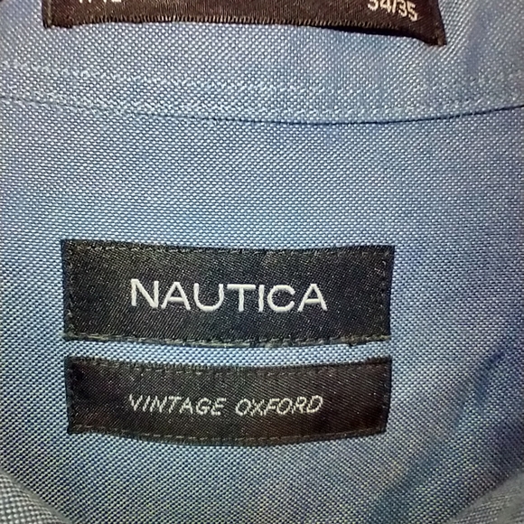 Nautica Vintage Oxford Blue Long Sleeve Button Down Shirt Men's sz 17.5-34/35. - Picture 5 of 6